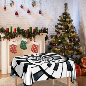 Spiral Piano Keyboard Print Tablecloth Kitchen Home Decor