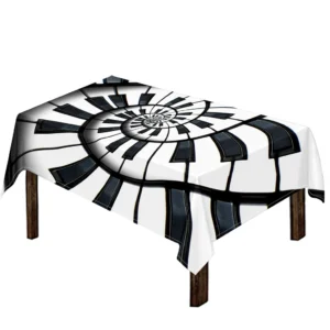 Spiral Piano Keyboard Print Tablecloth Kitchen Home Decor