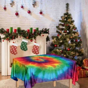 Spiral Tie Dye Print Tablecloth Kitchen Home Decor