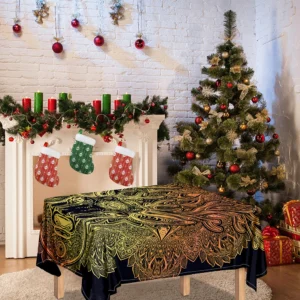 Spiritual Deer Mandala Print Tablecloth Kitchen Home Decor