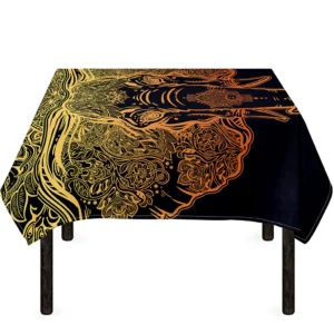 Spiritual Elephant Mandala Print Tablecloth Kitchen Home Decor