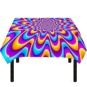 Splashing Colors Moving Optical Illusion Tablecloth Kitchen Home Decor