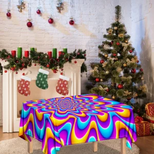 Splashing Colors Moving Optical Illusion Tablecloth Kitchen Home Decor