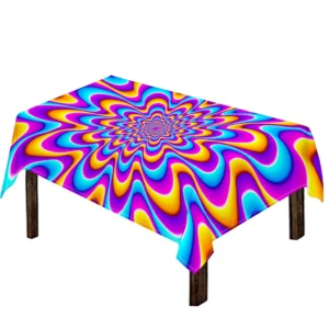 Splashing Colors Moving Optical Illusion Tablecloth Kitchen Home Decor
