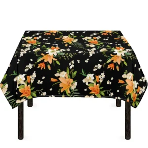Spring Lily Flowers Pattern Print Tablecloth Kitchen Home Decor