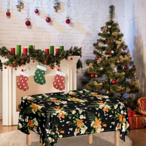 Spring Lily Flowers Pattern Print Tablecloth Kitchen Home Decor