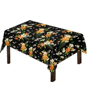 Spring Lily Flowers Pattern Print Tablecloth Kitchen Home Decor