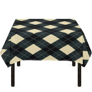 Spruce Blue And Beige Argyle Print Tablecloth Kitchen Home Decor