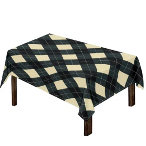 Spruce Blue And Beige Argyle Print Tablecloth Kitchen Home Decor