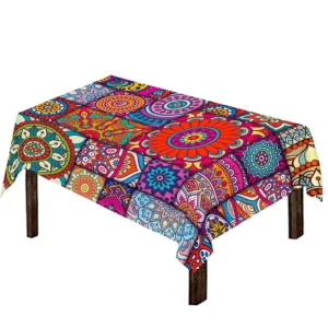 Square Bohemian Mandala Patchwork Print Tablecloth Kitchen Home Decor