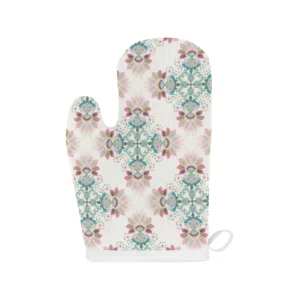 Square Floral Indian Flower Pattern Heat Resistant Oven Mitts Pot Holders Set