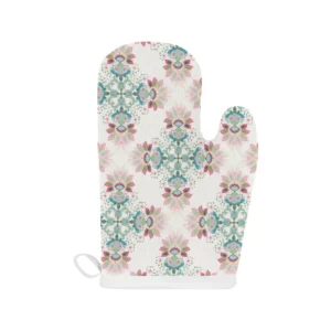Square Floral Indian Flower Pattern Heat Resistant Oven Mitts Pot Holders Set