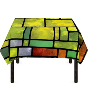 Square Stained Glass Mosaic Print Tablecloth Kitchen Home Decor