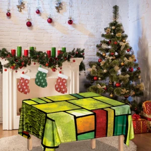 Square Stained Glass Mosaic Print Tablecloth Kitchen Home Decor