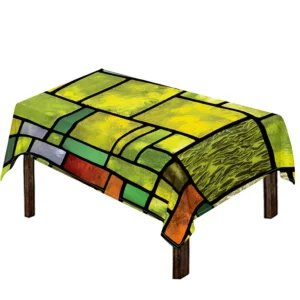 Square Stained Glass Mosaic Print Tablecloth Kitchen Home Decor