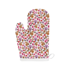 Squirrel Pattern Print Design 02 Heat Resistant Oven Mitts & Pot Holders Set