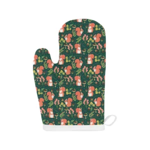 Squirrel Pattern Print Design 03 Heat Resistant Oven Mitts & Pot Holders Set