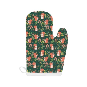 Squirrel Pattern Print Design 03 Heat Resistant Oven Mitts & Pot Holders Set