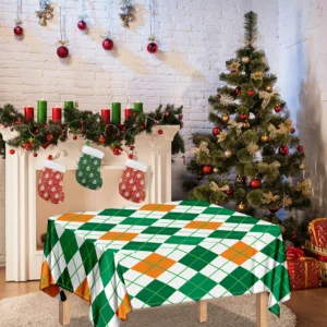 St Patrick's Day Argyle Pattern Print Tablecloth Kitchen Home Decor