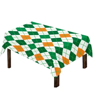 St Patrick's Day Argyle Pattern Print Tablecloth Kitchen Home Decor