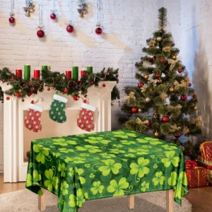 St. Patrick's Day Shamrock Pattern Print Tablecloth Kitchen Home Decor