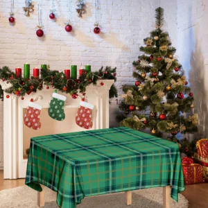 St. Patrick's Day Tartan Pattern Print Tablecloth Kitchen Home Decor