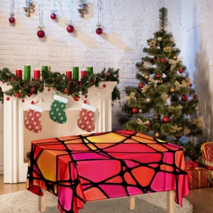 Stained Glass Mosaic Pattern Print Tablecloth Kitchen Home Decor