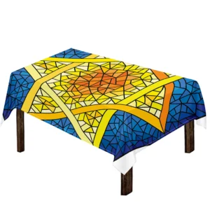 Stained Glass Star of David Print Tablecloth Kitchen Home Decor