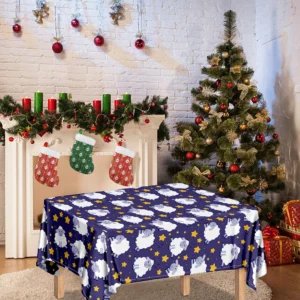 Star And Sheep Pattern Print Tablecloth Kitchen Home Decor