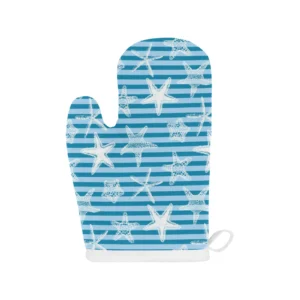 Starfish Blue Background Heat Resistant Oven Mitts Pot Holders Set