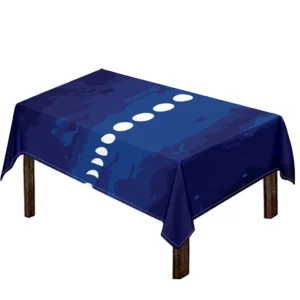 Starry Sky Lunar Phase Print Tablecloth Kitchen Home Decor
