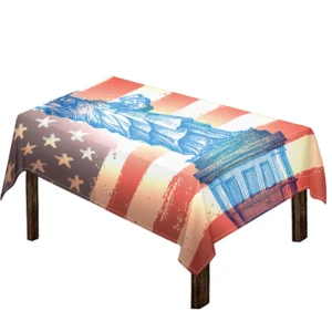 Statue of Liberty USA Flag Print Tablecloth Kitchen Home Decor
