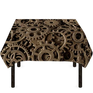 Steampunk Brass Gears And Cogs Print Tablecloth Kitchen Home Decor