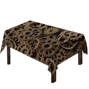 Steampunk Brass Gears And Cogs Print Tablecloth Kitchen Home Decor