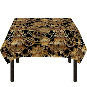 Steampunk Clock Gears Print Tablecloth Kitchen Home Decor