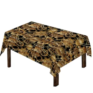 Steampunk Clock Gears Print Tablecloth Kitchen Home Decor