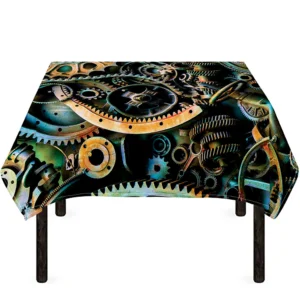 Steampunk Cogs And Gears Print Tablecloth Kitchen Home Decor