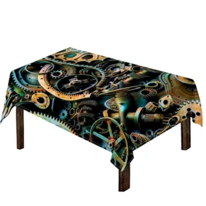 Steampunk Cogs And Gears Print Tablecloth Kitchen Home Decor