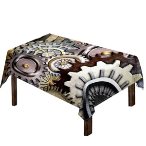 Steampunk Gears And Cogs Print Tablecloth Kitchen Home Decor