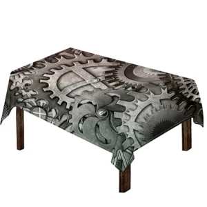 Steampunk Metal Gears Print Tablecloth Kitchen Home Decor