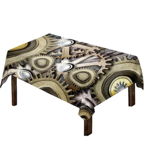 Steampunk Metallic Gears Print Tablecloth Kitchen Home Decor