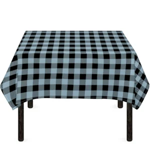 Steel Blue And Black Buffalo Check Print Tablecloth Kitchen Home Decor