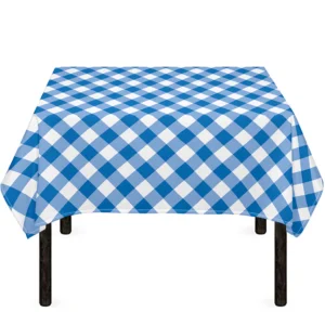 Steel Blue And White Gingham Print Tablecloth Kitchen Home Decor