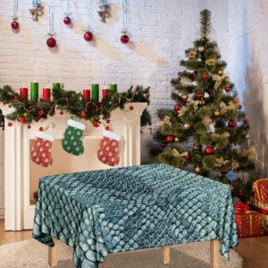 Steel Blue Snakeskin Print Tablecloth Kitchen Home Decor