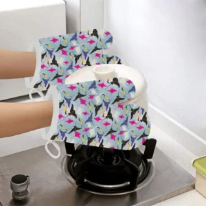 Stingray Pattern Print Design 01 Heat Resistant Oven Mitts & Pot Holders Set