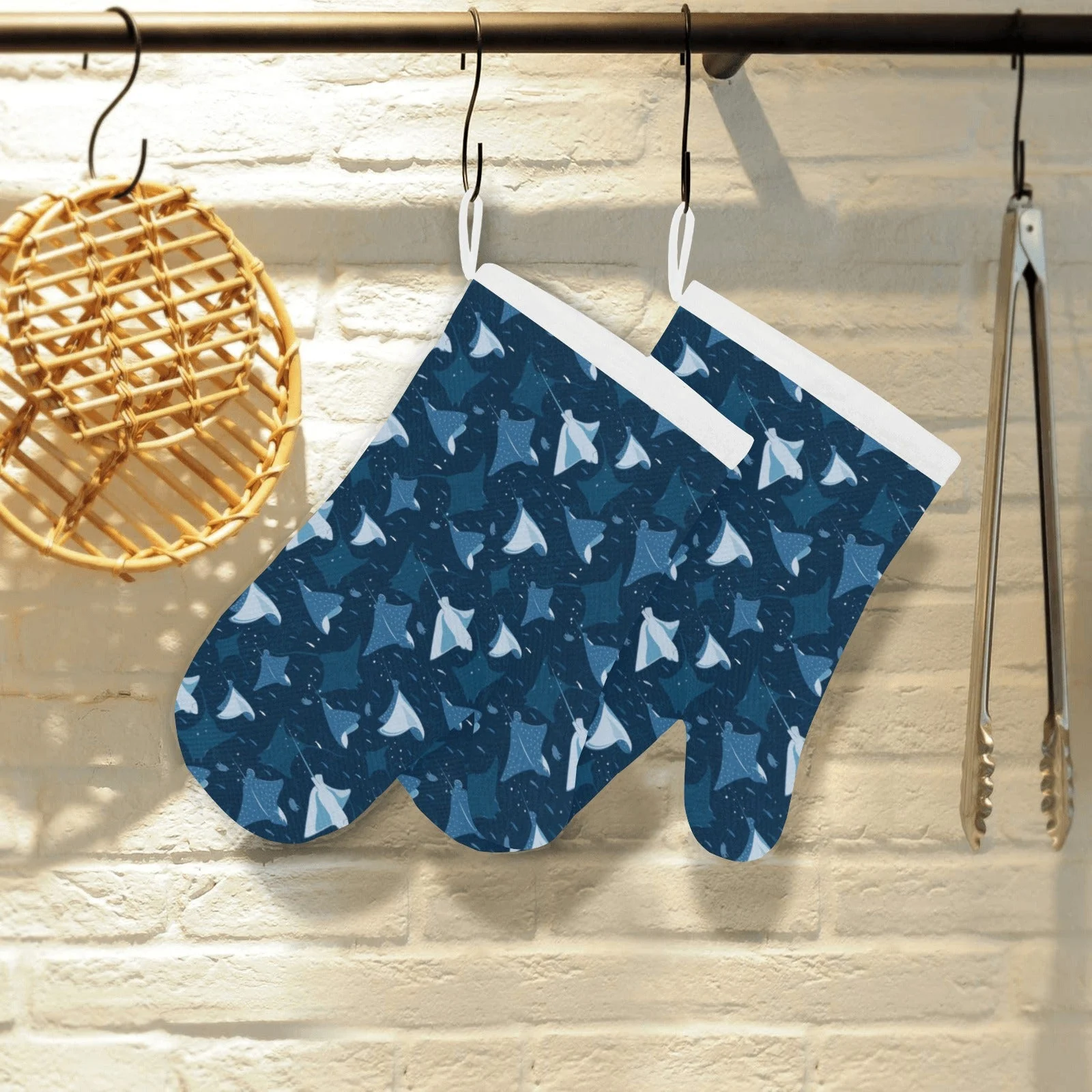 Stingray Pattern Print Design 04 Heat Resistant Oven Mitts & Pot Holders Set Stingray Pattern Print Design 04 Heat Resistant Oven Mitts & Pot Holders Set