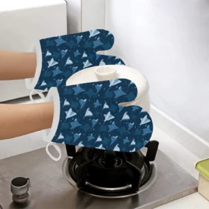 Stingray Pattern Print Design 04 Heat Resistant Oven Mitts & Pot Holders Set