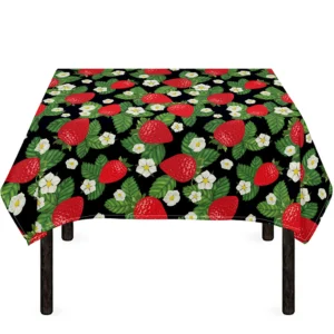 Strawberry And Flower Pattern Print Tablecloth Kitchen Home Decor