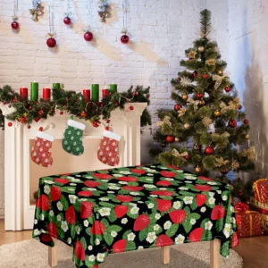 Strawberry And Flower Pattern Print Tablecloth Kitchen Home Decor