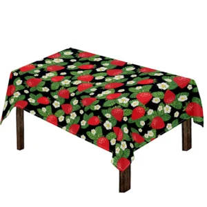 Strawberry And Flower Pattern Print Tablecloth Kitchen Home Decor